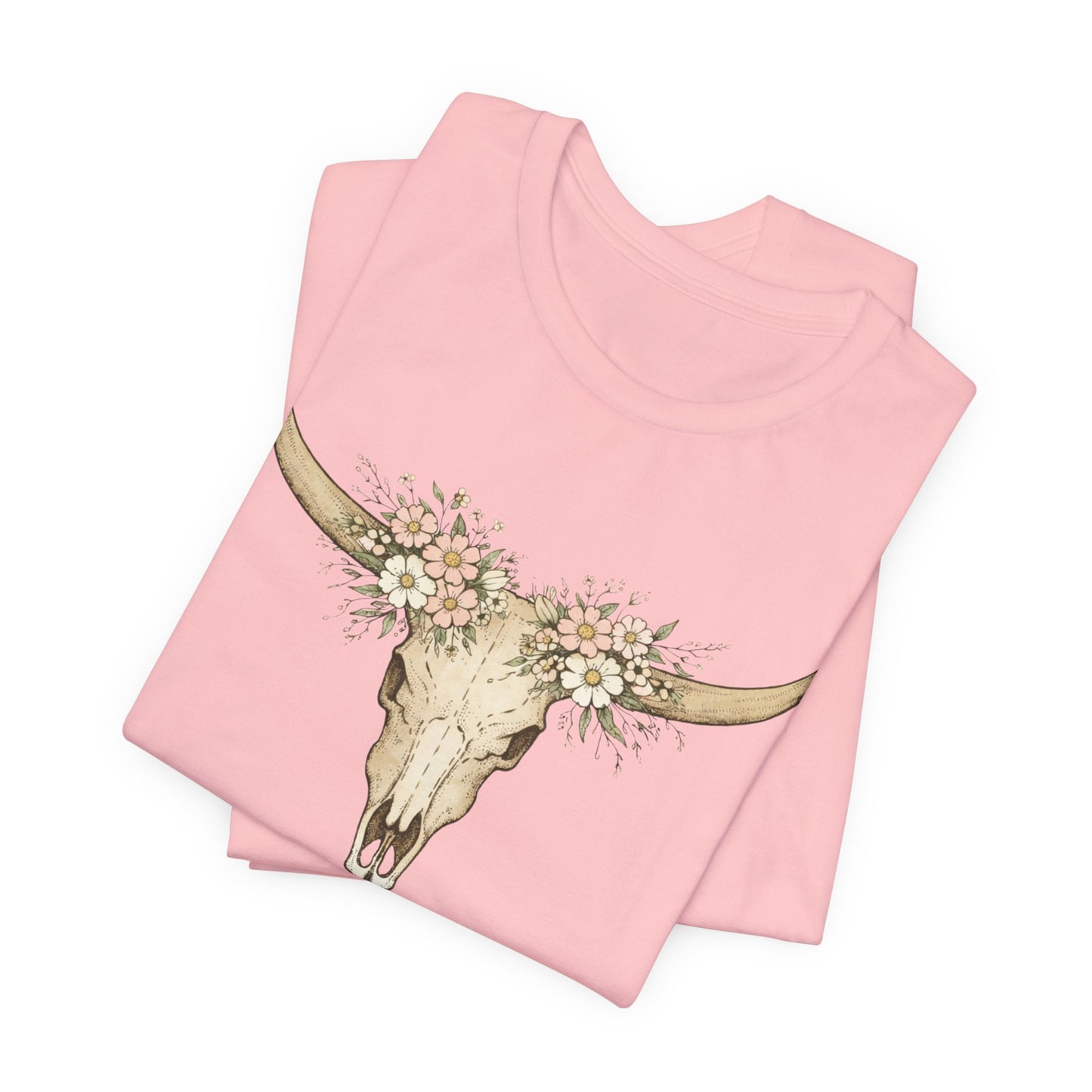Floral Longhorn Skull T-Shirt