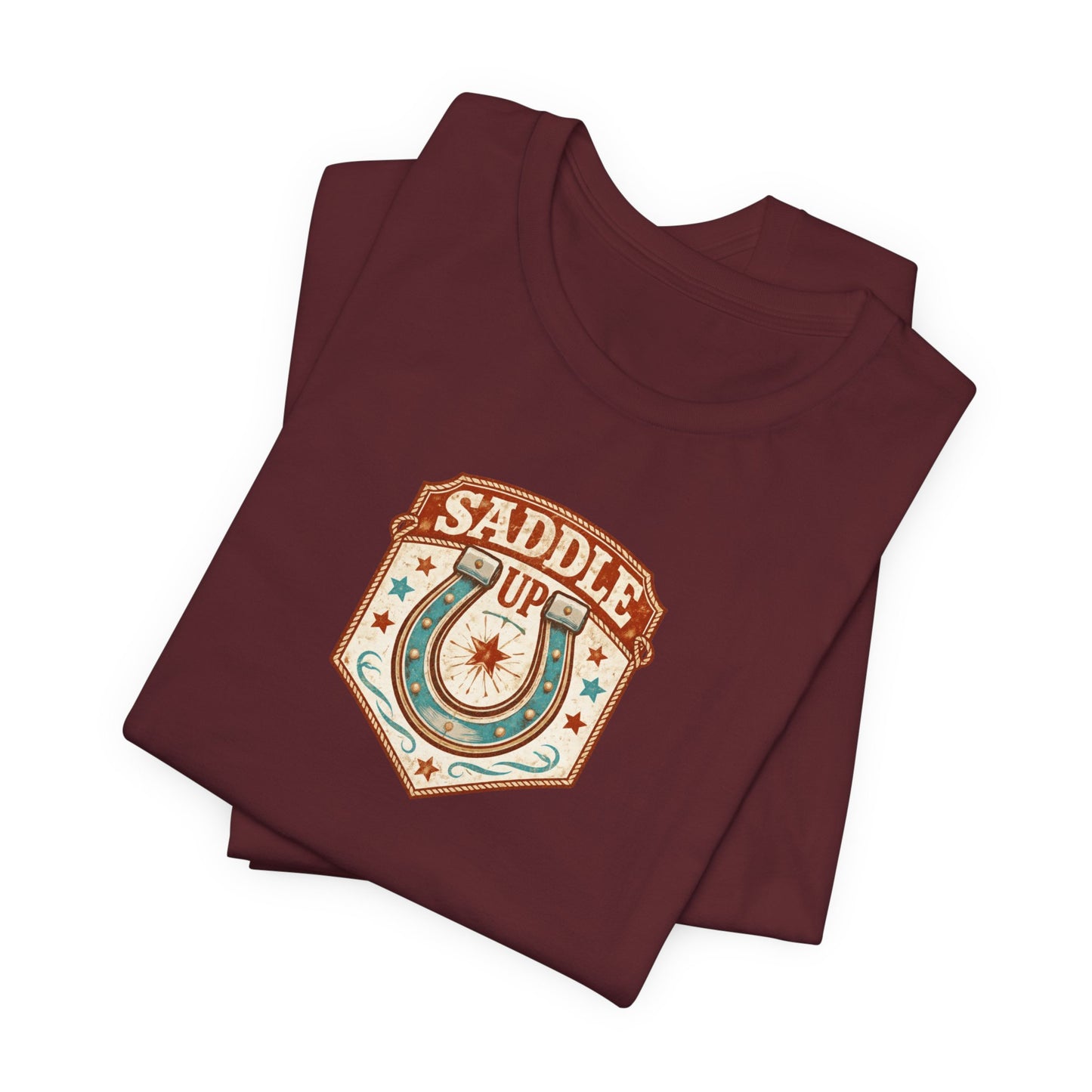 Saddle Up Vintage Western T-Shirt — Horseshoe Rodeo Tee