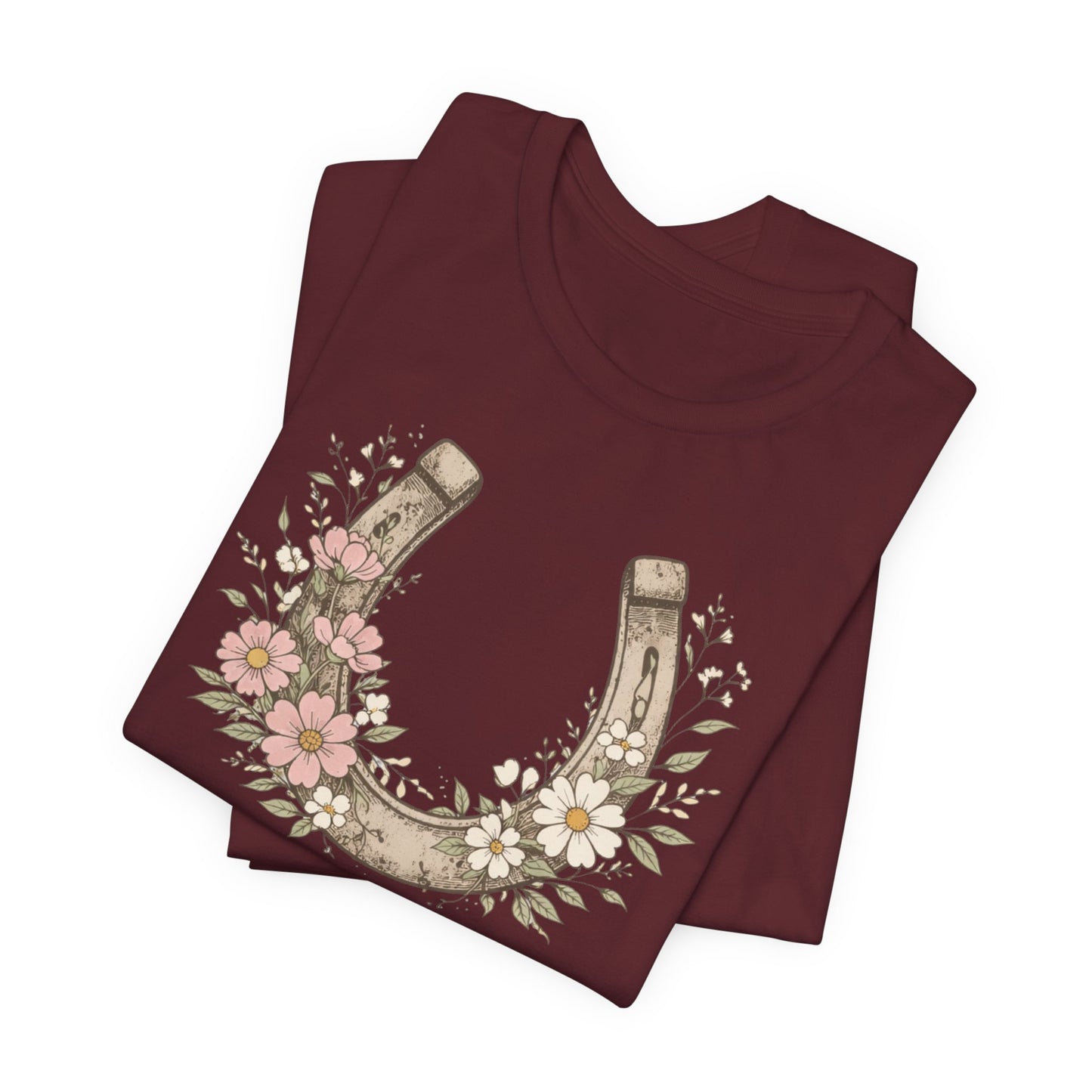 Floral Horseshoe T‑Shirt — Vintage Lucky Charm Tee