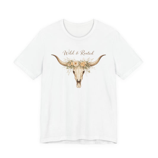 Boho Western Floral Longhorn Graphic T-Shirt