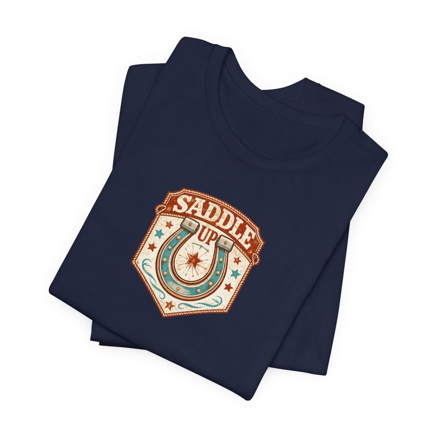 Saddle Up Vintage Western T-Shirt — Horseshoe Rodeo Tee