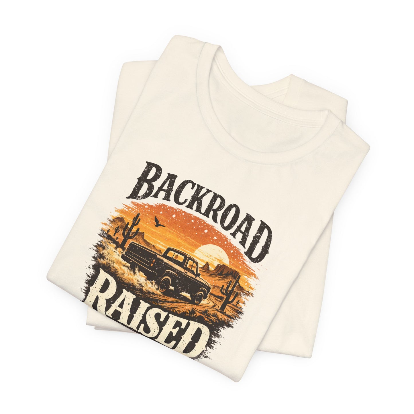 Backroad Raised Truck T‑Shirt— Rustic Vintage Sunset Country T‑Shirt
