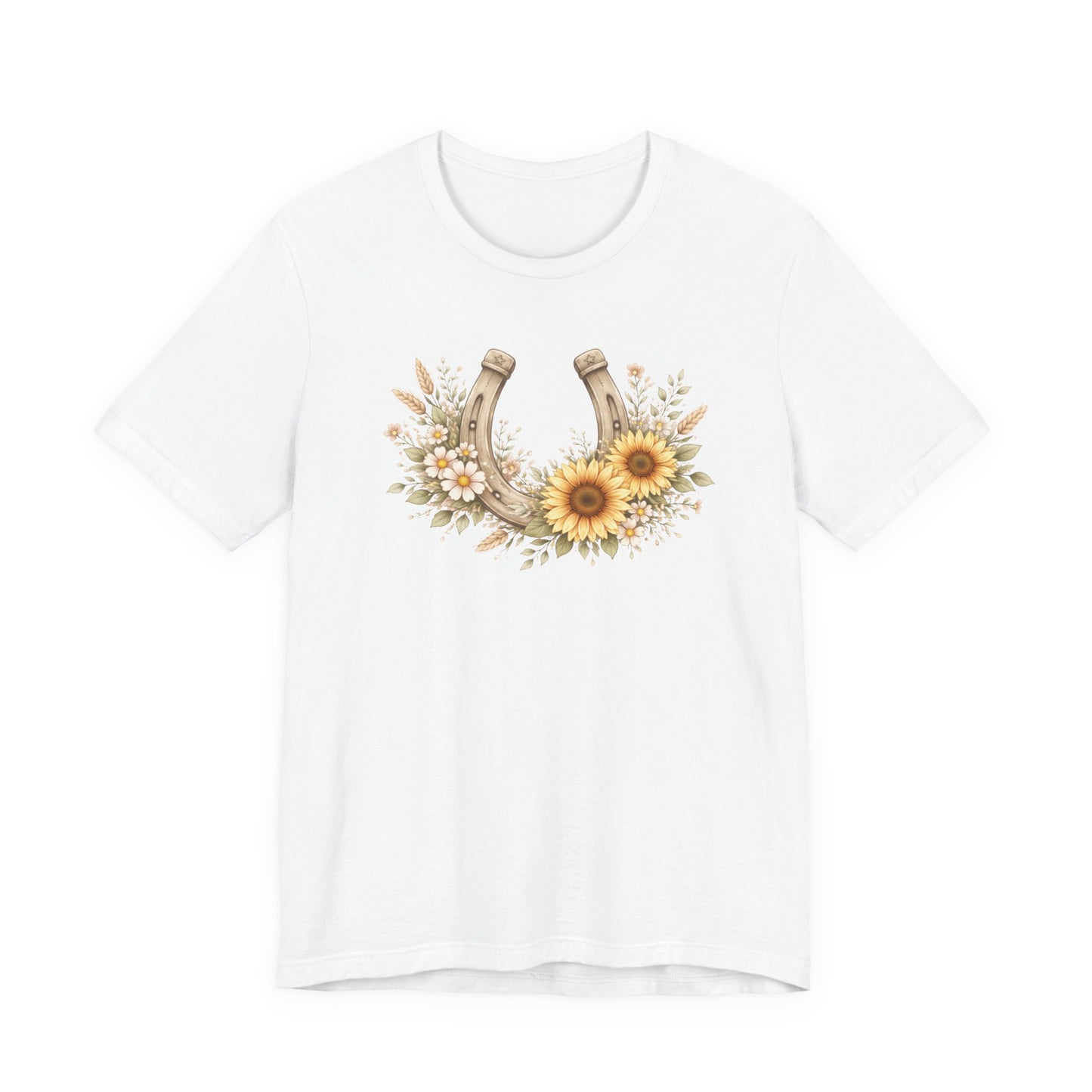 Sunflower Horseshoe T-Shirt — Rustic Floral Lucky Tee