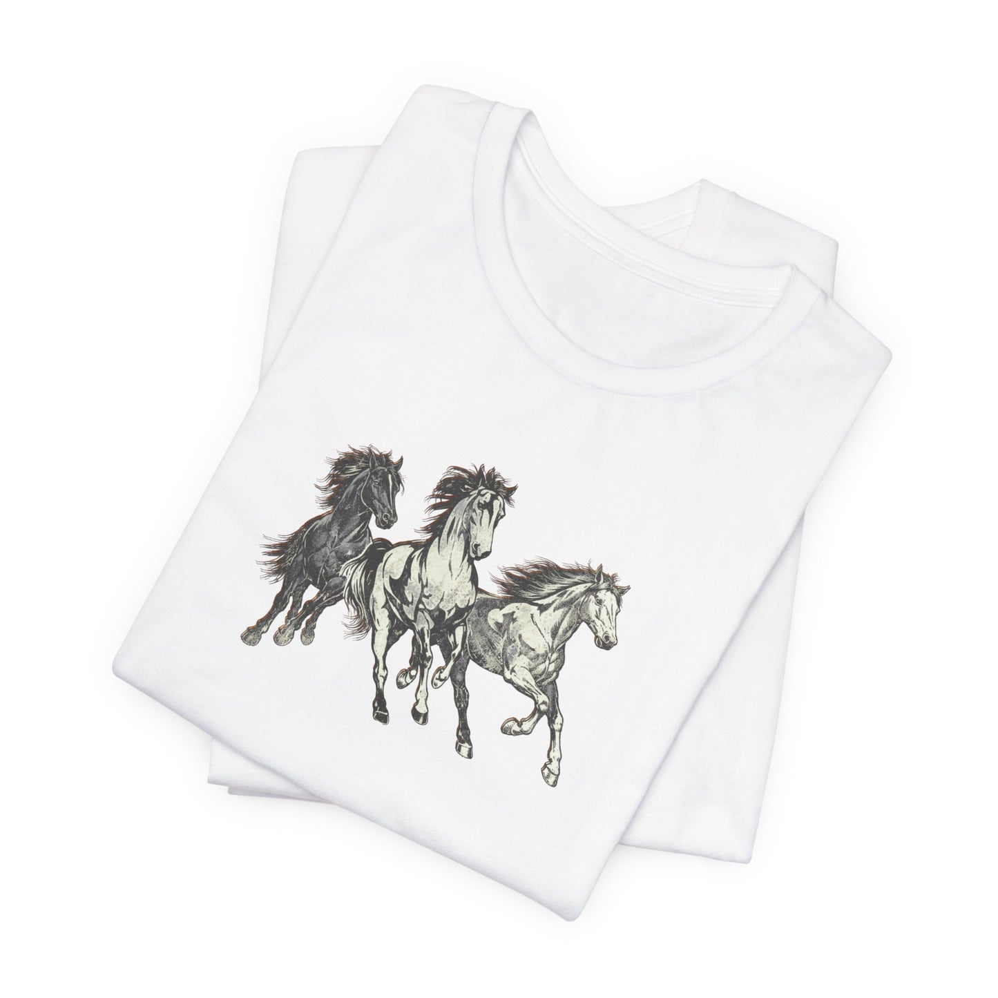 Running Horses T‑Shirt — Vintage Trio Horse Graphic Tee