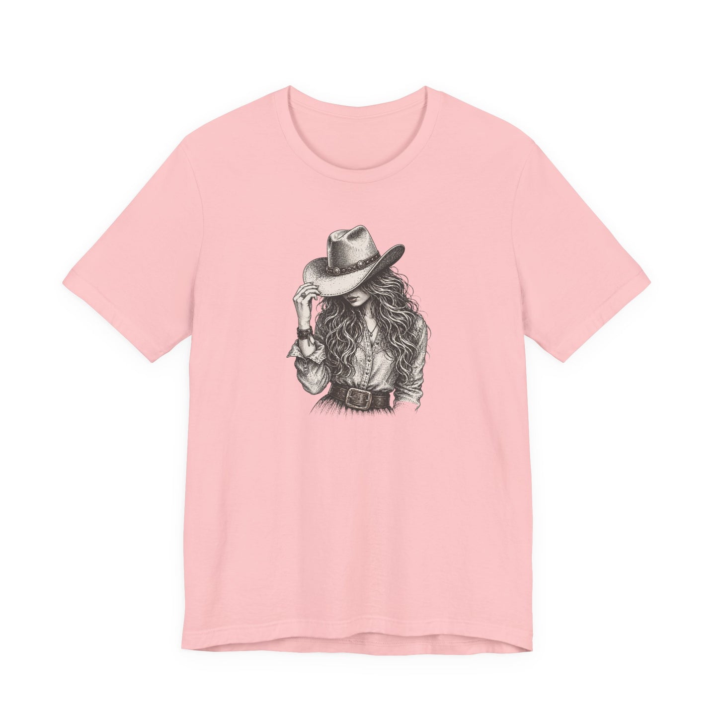 Cowgirl Sketch T‑Shirt — Hand‑Drawn Western Hat Graphic Tee