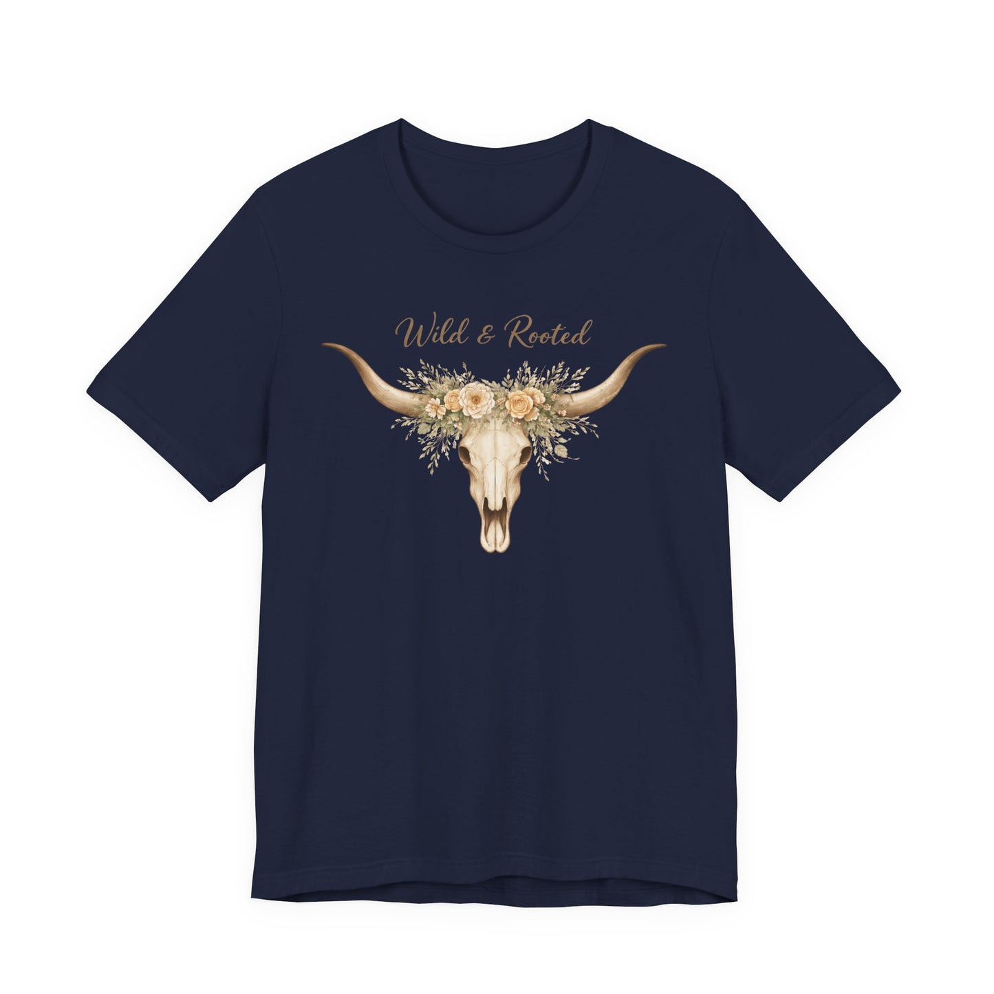 Boho Western Floral Longhorn Graphic T-Shirt