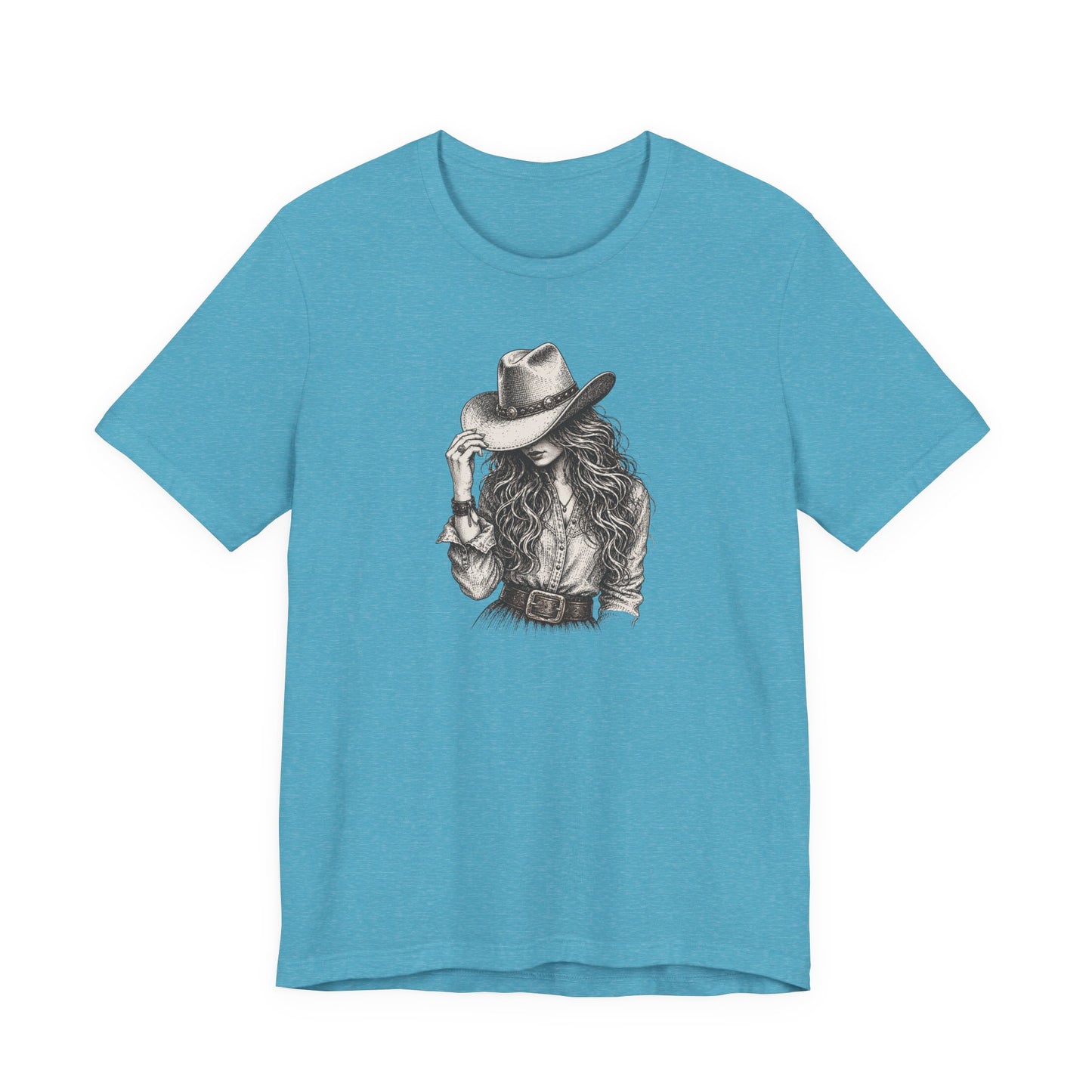 Cowgirl Sketch T‑Shirt — Hand‑Drawn Western Hat Graphic Tee