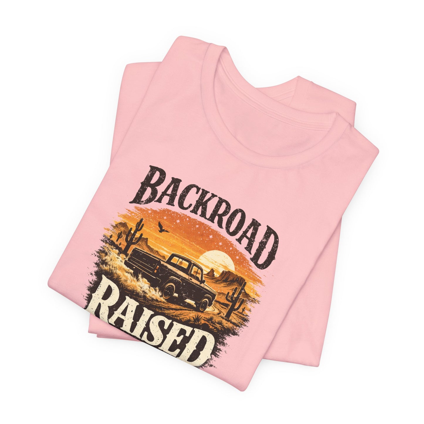 Backroad Raised Truck T‑Shirt— Rustic Vintage Sunset Country T‑Shirt