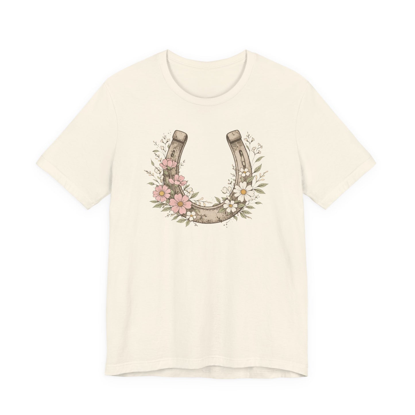 Floral Horseshoe T‑Shirt — Vintage Lucky Charm Tee