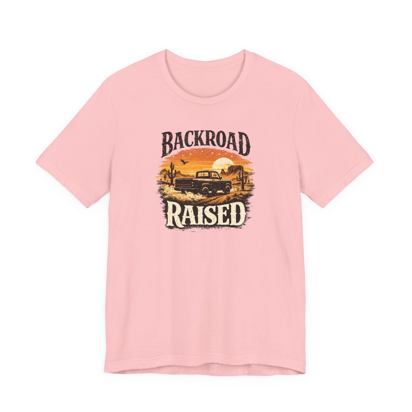 Backroad Raised Truck T‑Shirt— Rustic Vintage Sunset Country T‑Shirt