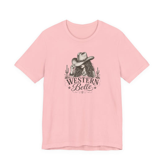 Western Belle T-Shirt — Cowgirl Hat & Cactus Vintage Graphic Tee