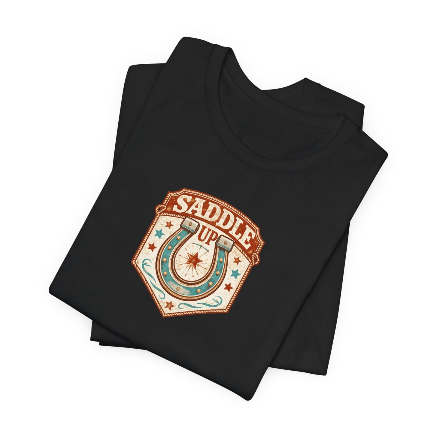 Saddle Up Vintage Western T-Shirt — Horseshoe Rodeo Tee