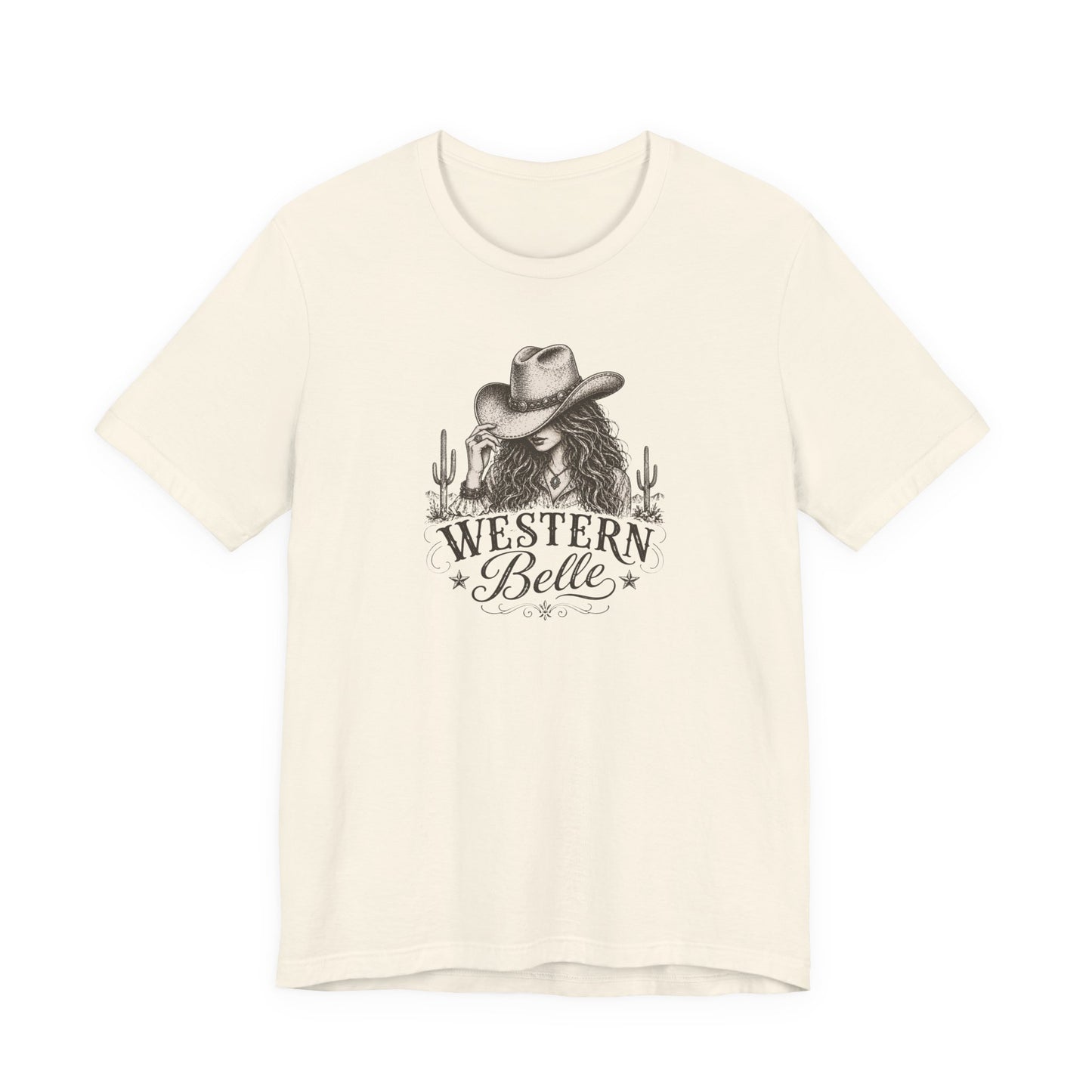 Western Belle T-Shirt — Cowgirl Hat & Cactus Vintage Graphic Tee