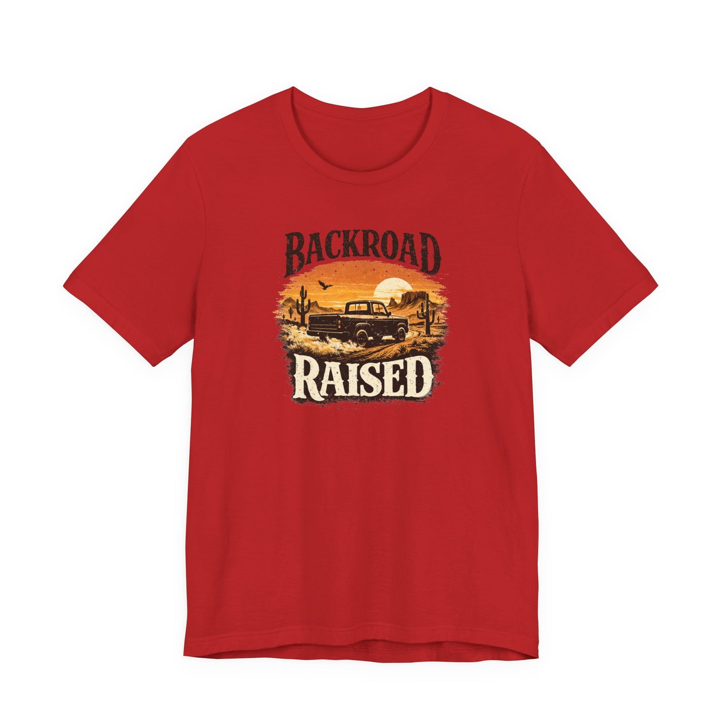 Backroad Raised Truck T‑Shirt— Rustic Vintage Sunset Country T‑Shirt