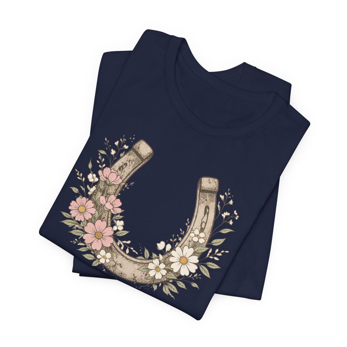 Floral Horseshoe T‑Shirt — Vintage Lucky Charm Tee