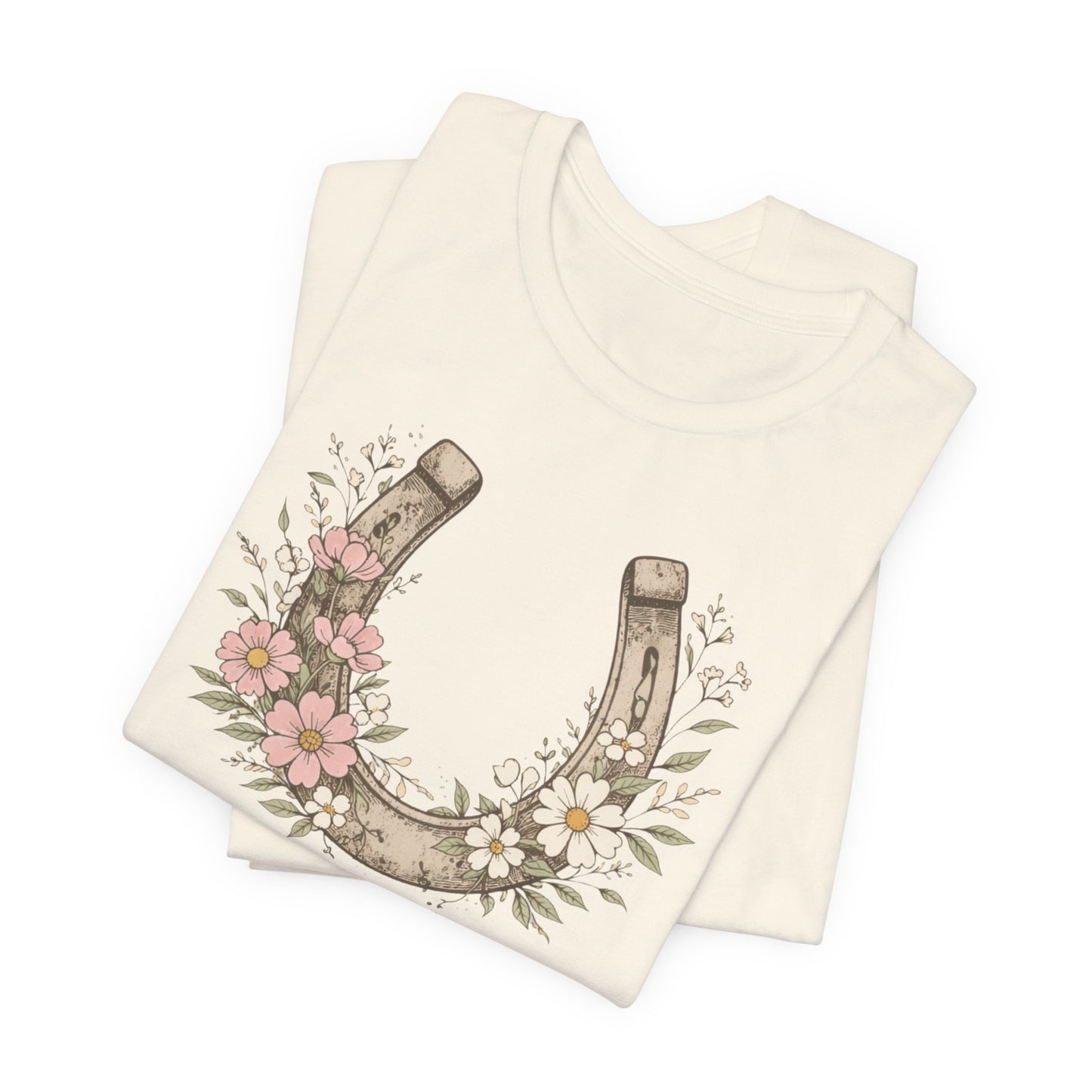 Floral Horseshoe T‑Shirt — Vintage Lucky Charm Tee