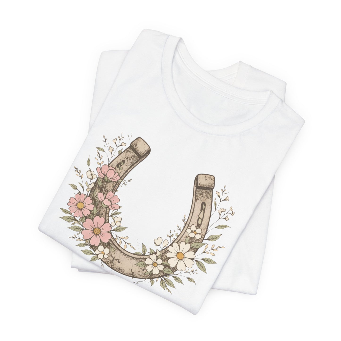 Floral Horseshoe T‑Shirt — Vintage Lucky Charm Tee