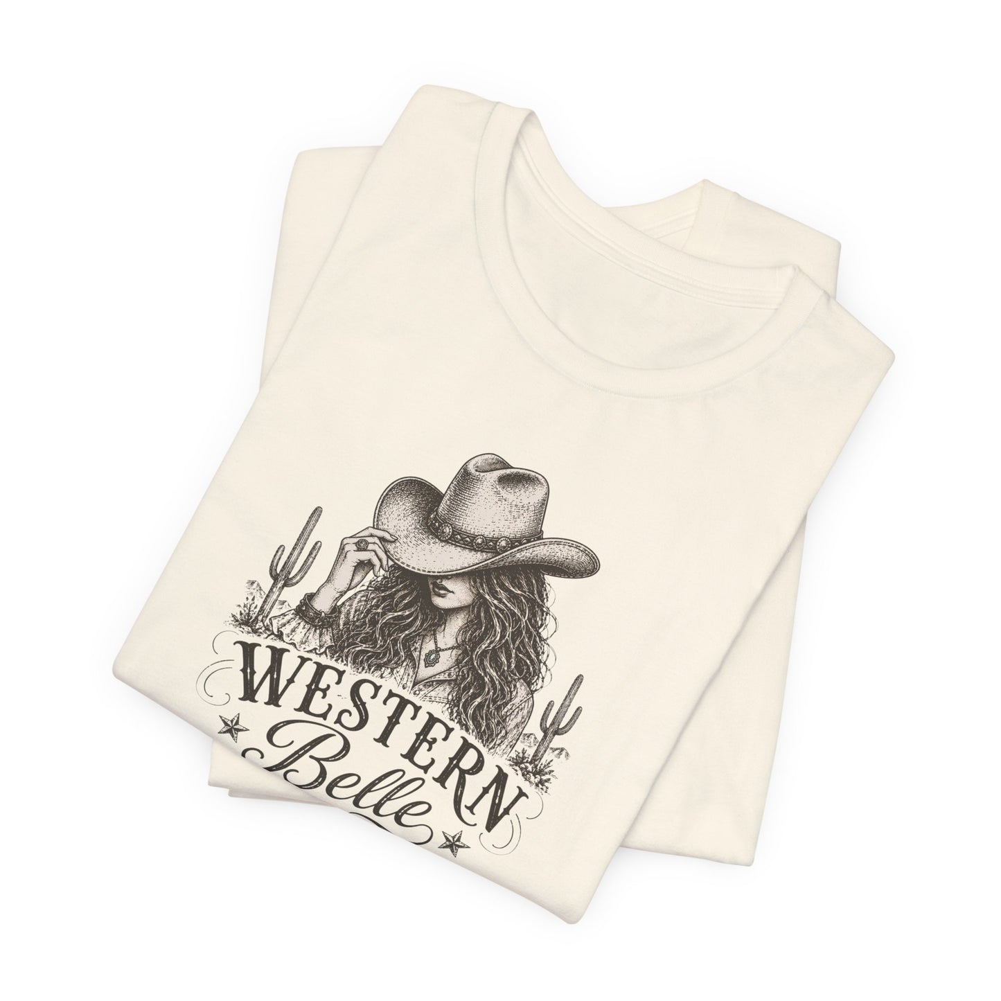 Western Belle T-Shirt — Cowgirl Hat & Cactus Vintage Graphic Tee