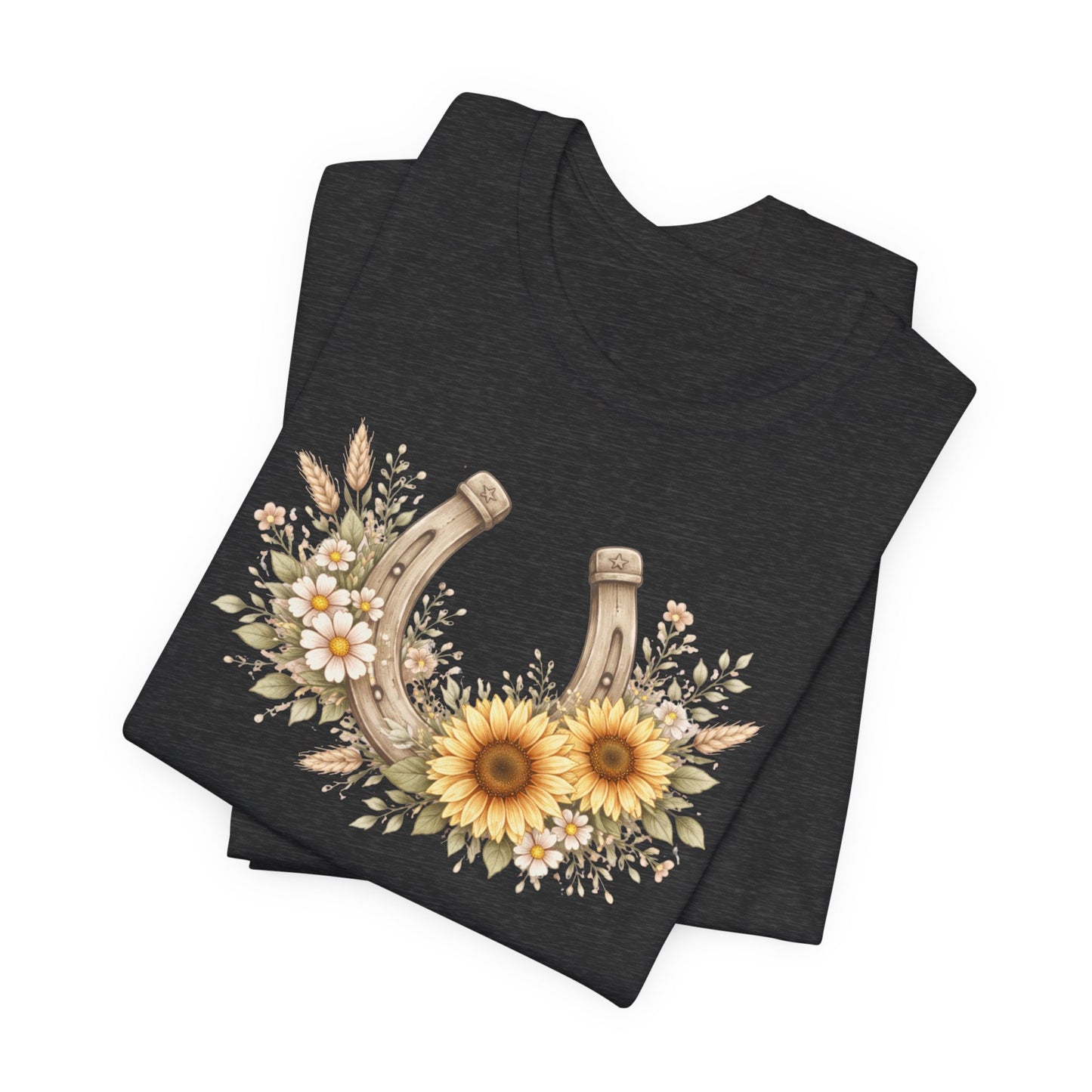 Sunflower Horseshoe T-Shirt — Rustic Floral Lucky Tee