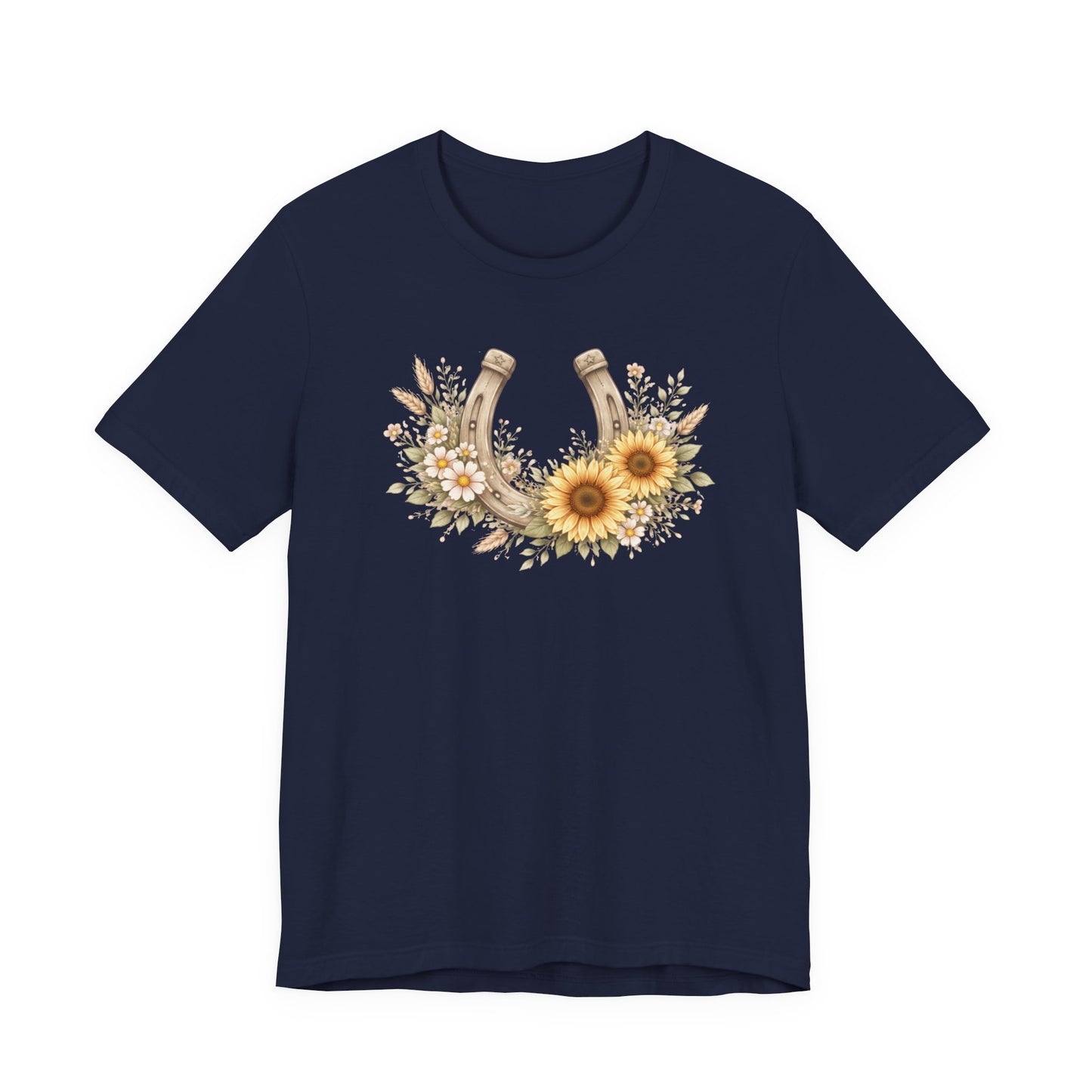 Sunflower Horseshoe T-Shirt — Rustic Floral Lucky Tee