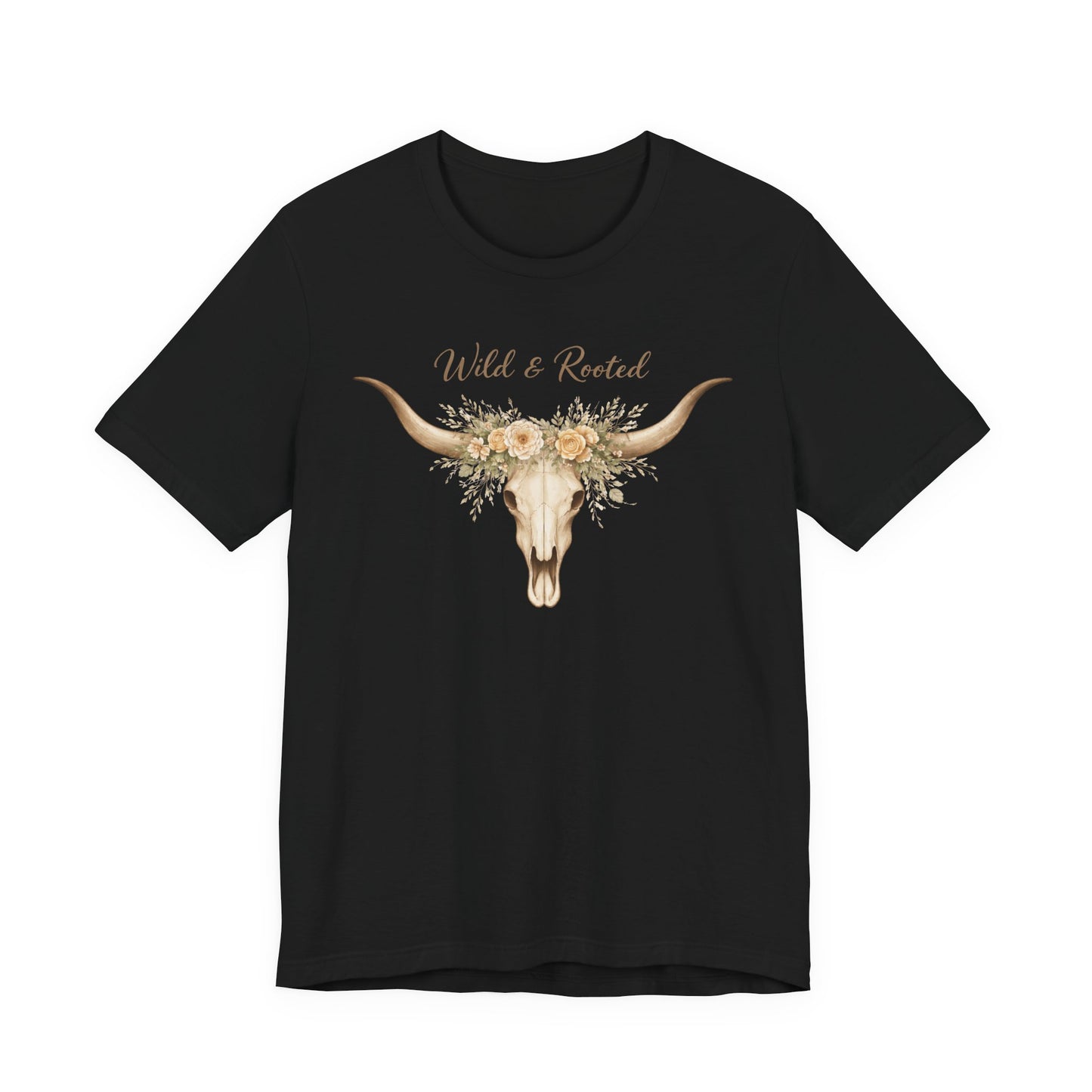 Boho Western Floral Longhorn Graphic T-Shirt