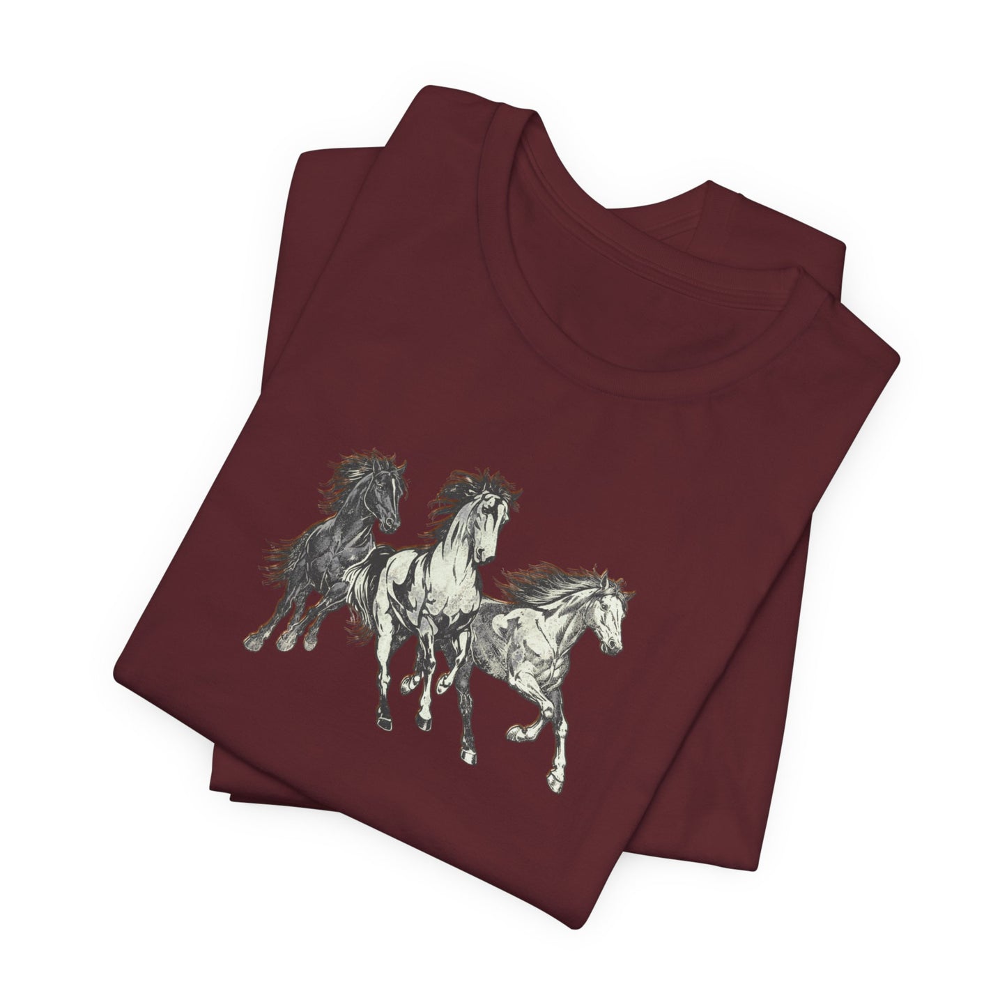 Running Horses T‑Shirt — Vintage Trio Horse Graphic Tee