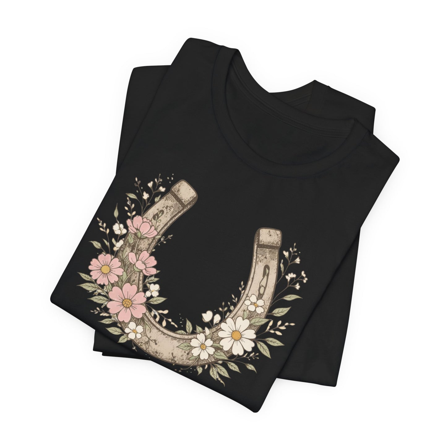 Floral Horseshoe T‑Shirt — Vintage Lucky Charm Tee