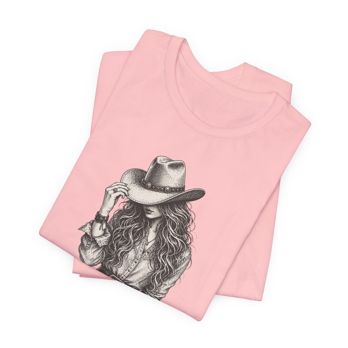 Cowgirl Sketch T‑Shirt — Hand‑Drawn Western Hat Graphic Tee