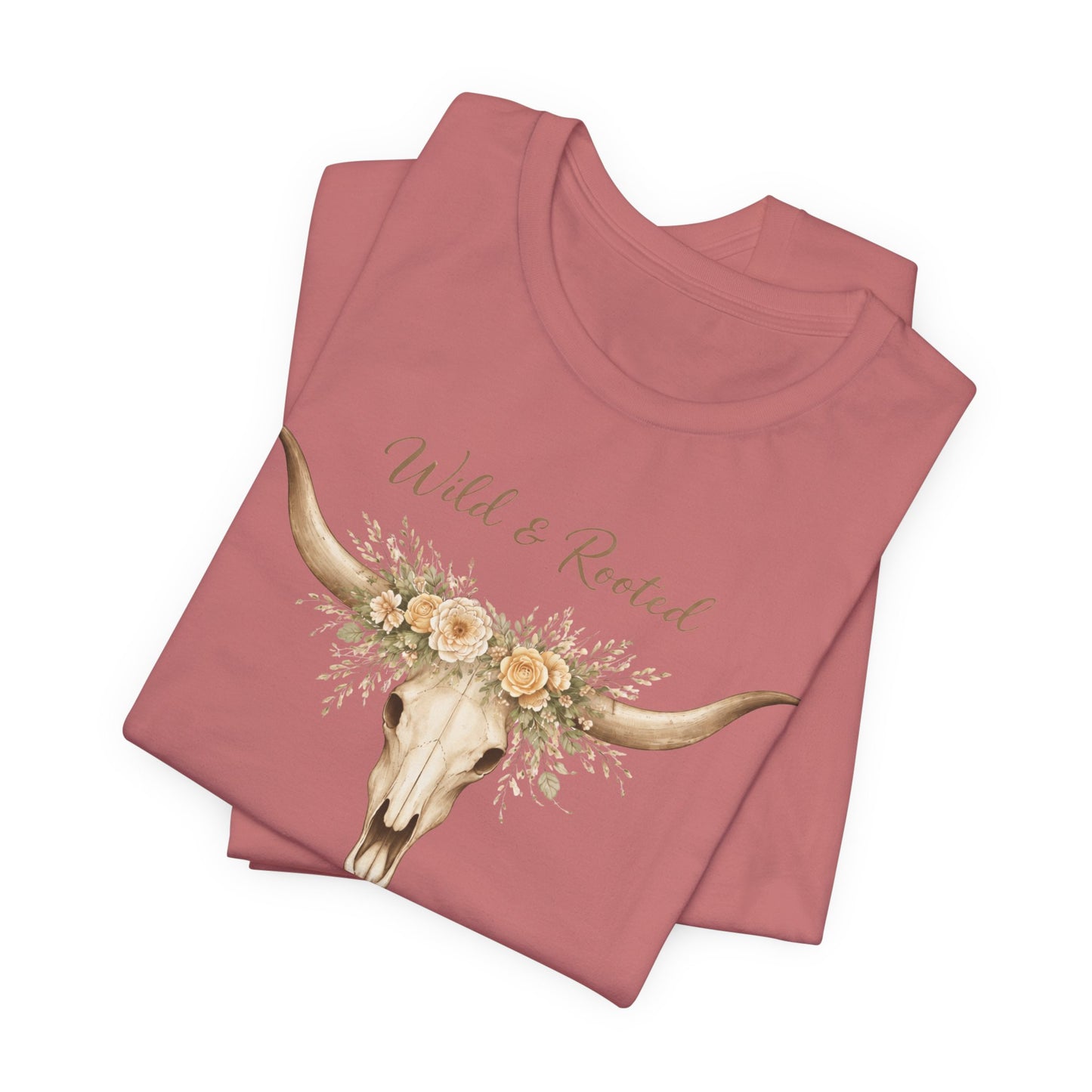 Boho Western Floral Longhorn Graphic T-Shirt