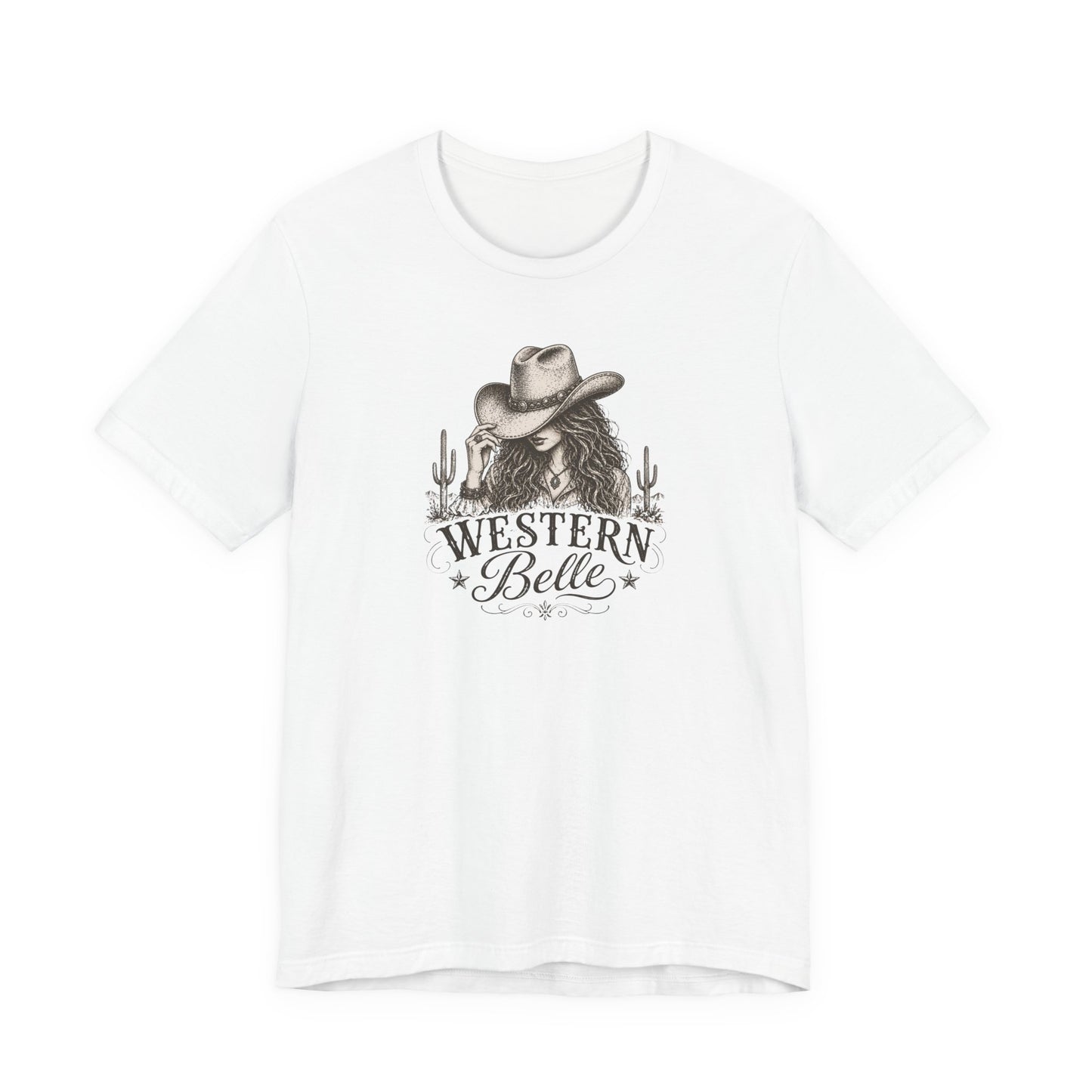 Western Belle T-Shirt — Cowgirl Hat & Cactus Vintage Graphic Tee