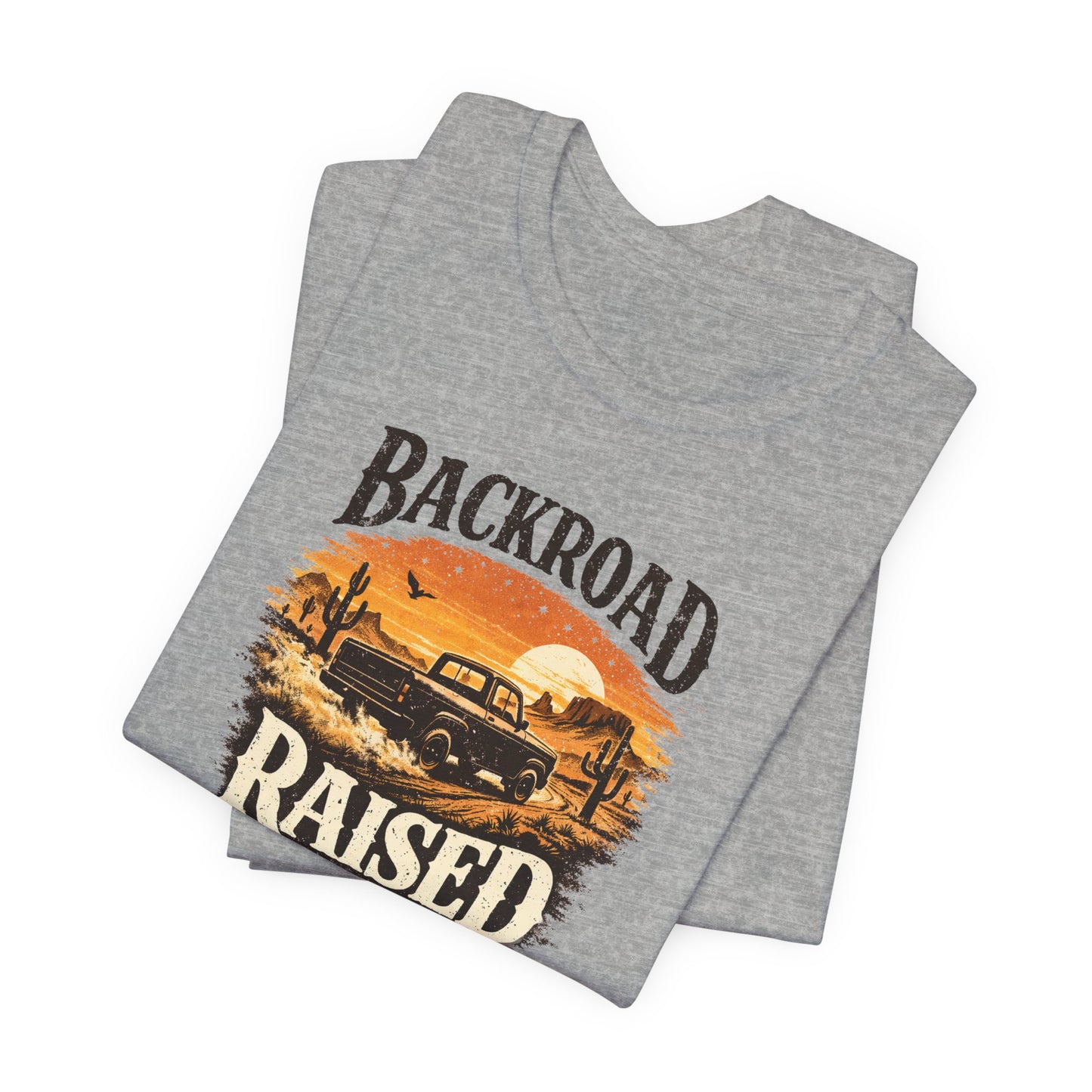 Backroad Raised Truck T‑Shirt— Rustic Vintage Sunset Country T‑Shirt