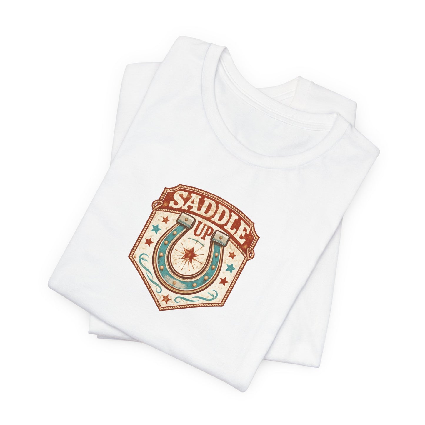 Saddle Up Vintage Western T-Shirt — Horseshoe Rodeo Tee