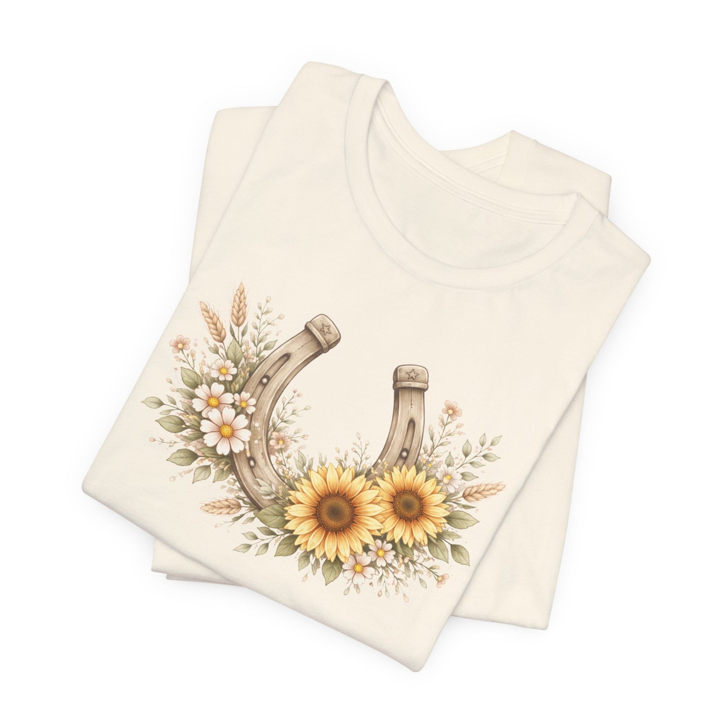 Sunflower Horseshoe T-Shirt — Rustic Floral Lucky Tee