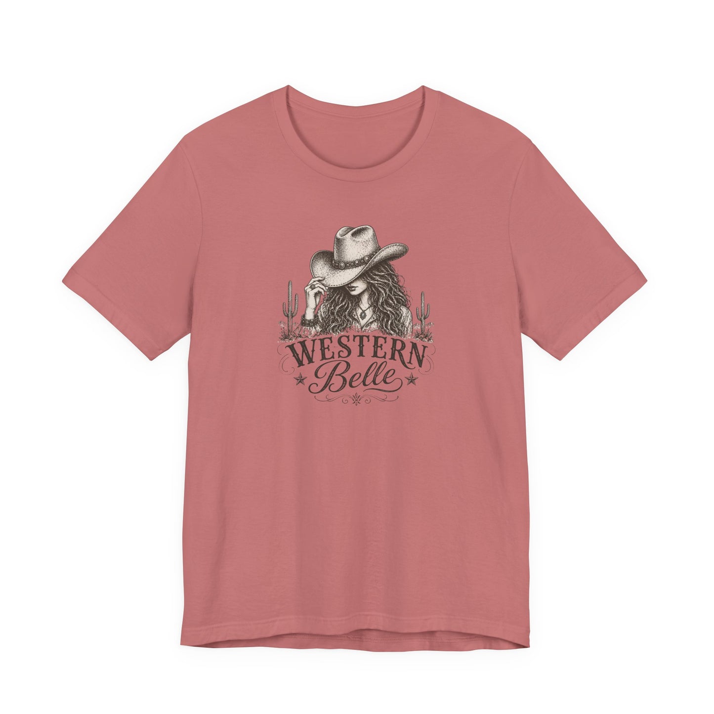 Western Belle T-Shirt — Cowgirl Hat & Cactus Vintage Graphic Tee