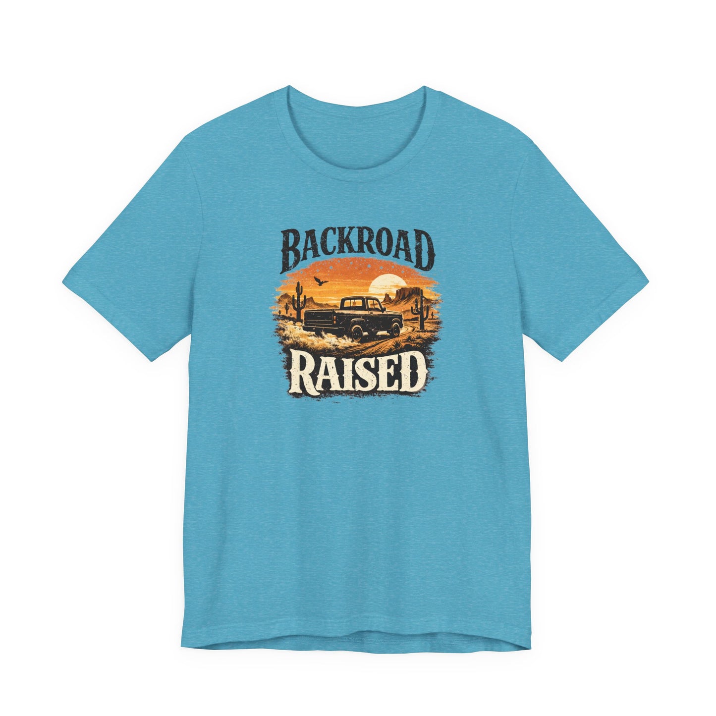 Backroad Raised Truck T‑Shirt— Rustic Vintage Sunset Country T‑Shirt