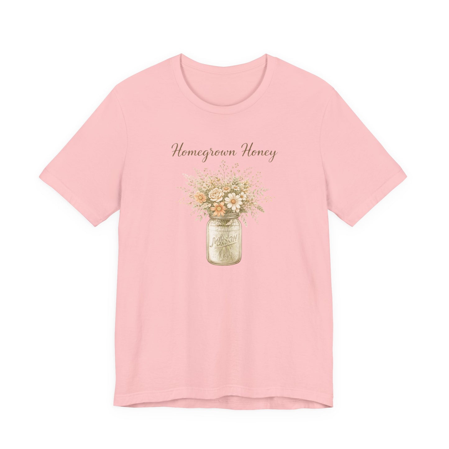 Homegrown Honey Floral Mason Jar Tee — Rustic Cottagecore Women's Graphic T‑Shirt