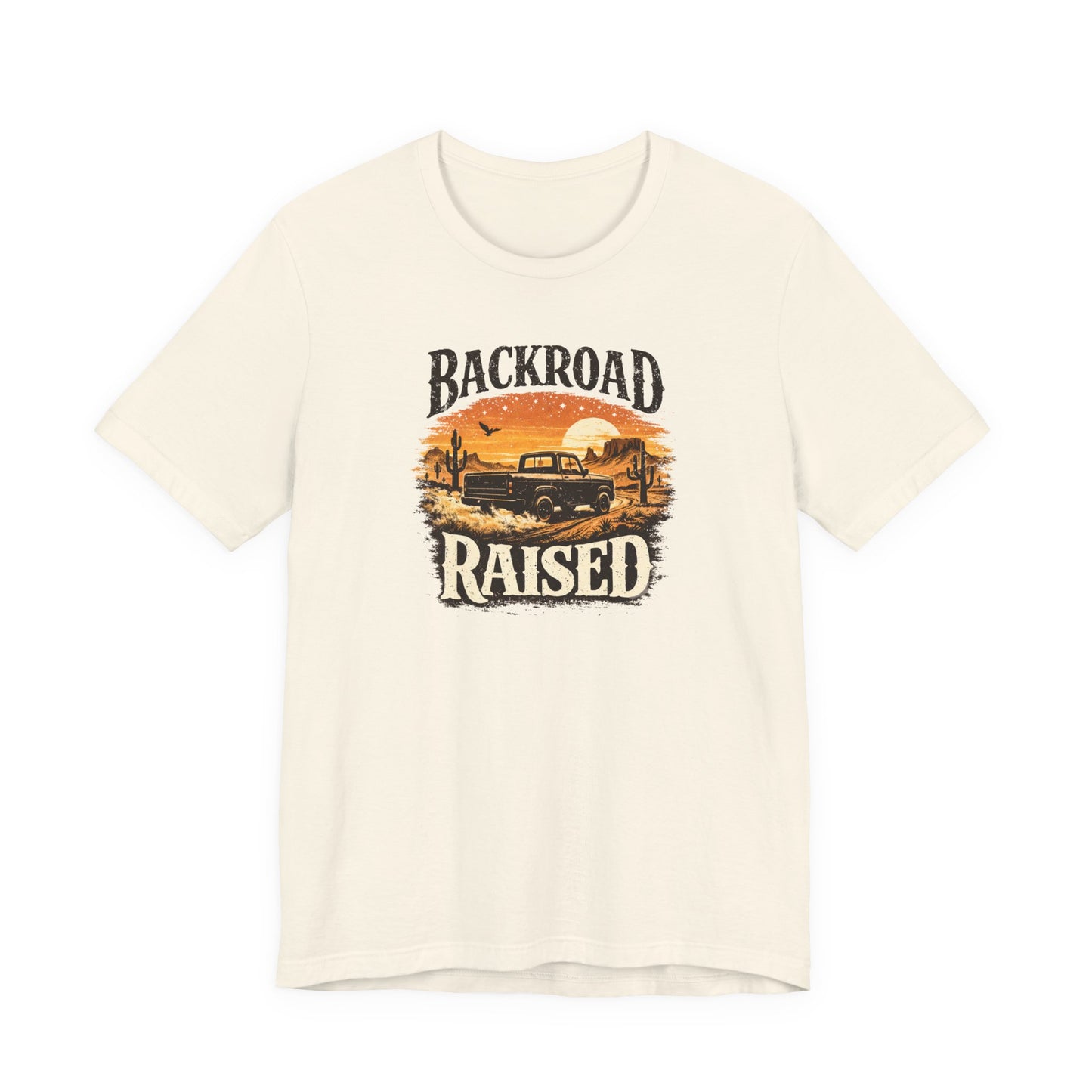 Backroad Raised Truck T‑Shirt— Rustic Vintage Sunset Country T‑Shirt