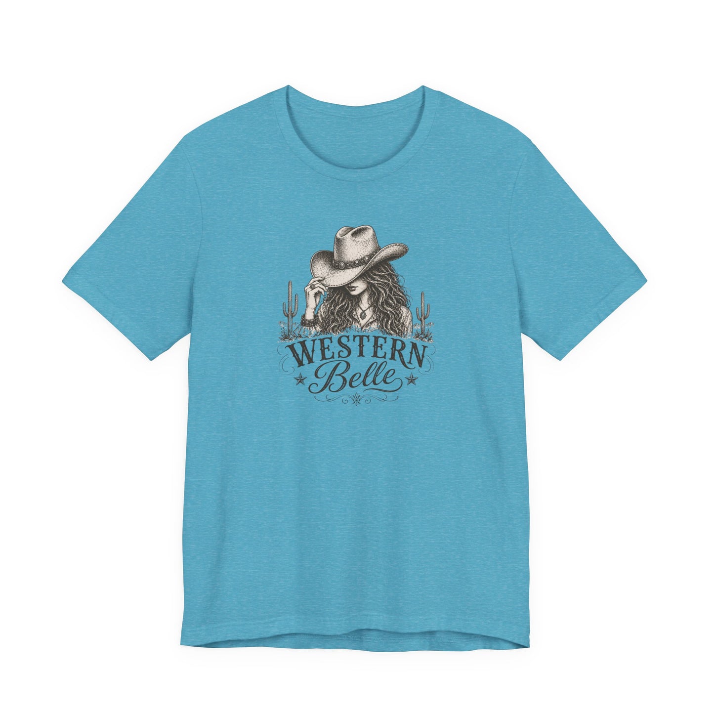 Western Belle T-Shirt — Cowgirl Hat & Cactus Vintage Graphic Tee