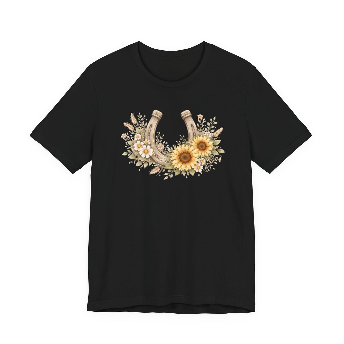 Sunflower Horseshoe T-Shirt — Rustic Floral Lucky Tee