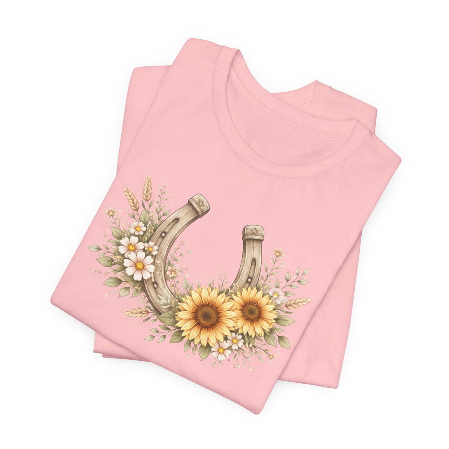 Sunflower Horseshoe T-Shirt — Rustic Floral Lucky Tee