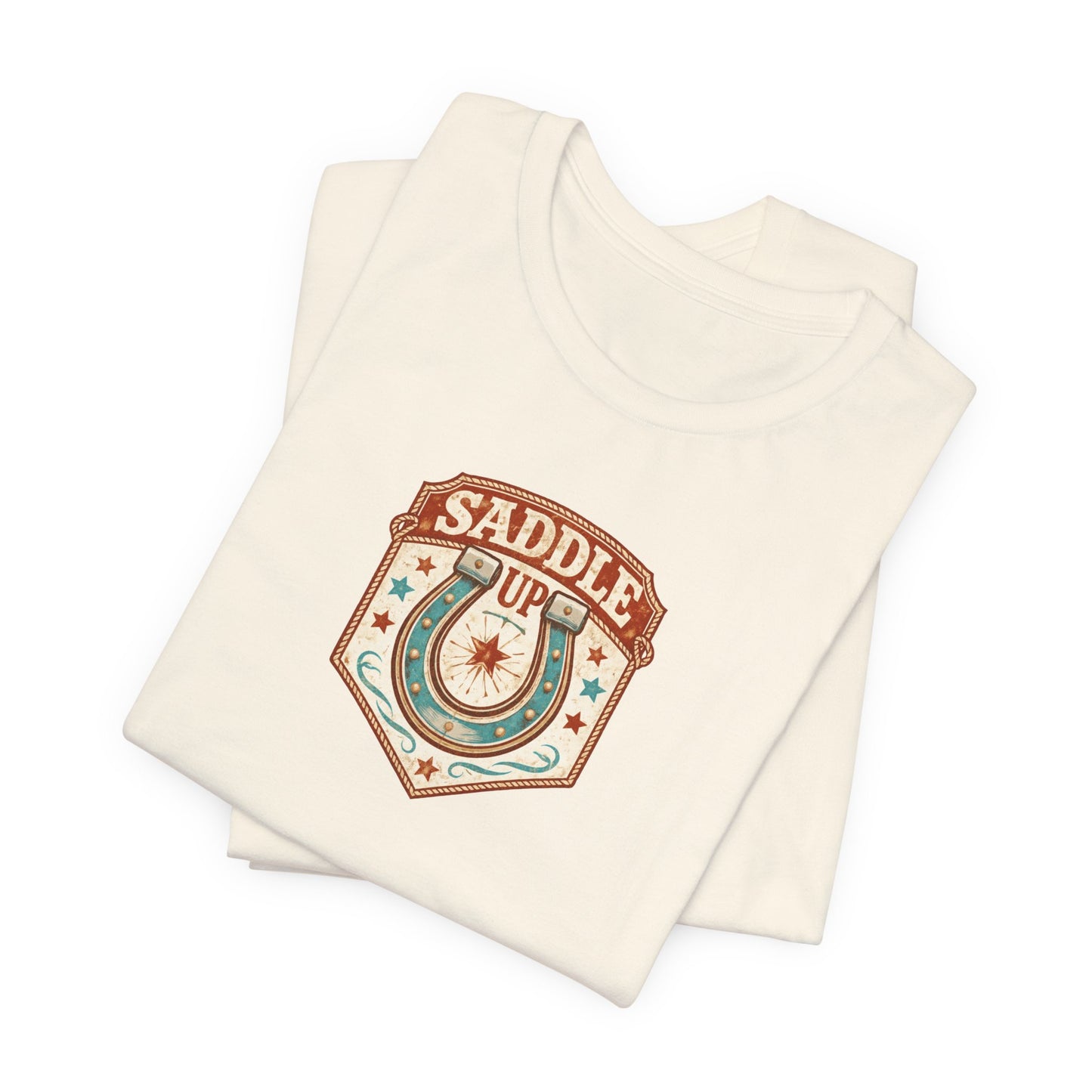 Saddle Up Vintage Western T-Shirt — Horseshoe Rodeo Tee