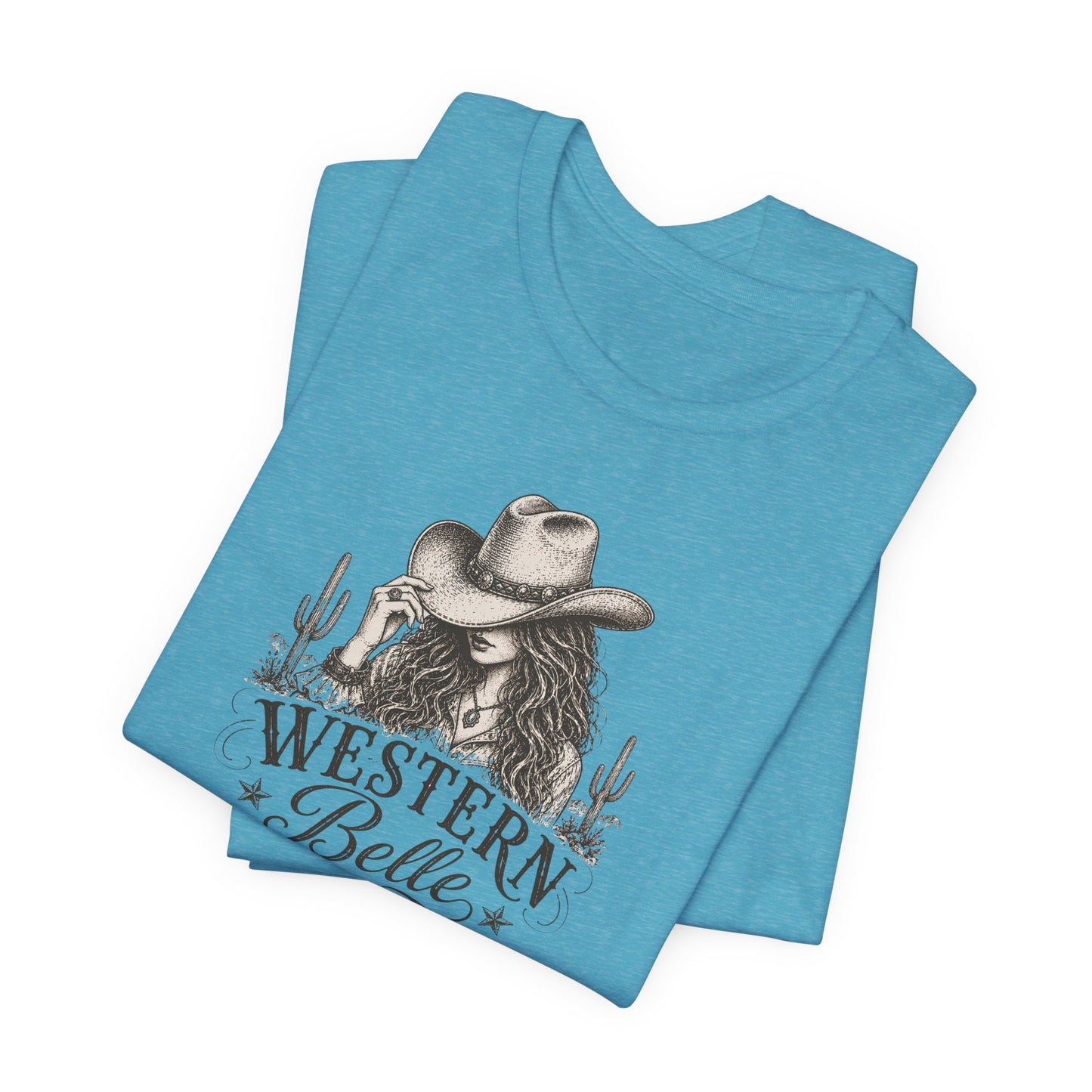 Western Belle T-Shirt — Cowgirl Hat & Cactus Vintage Graphic Tee