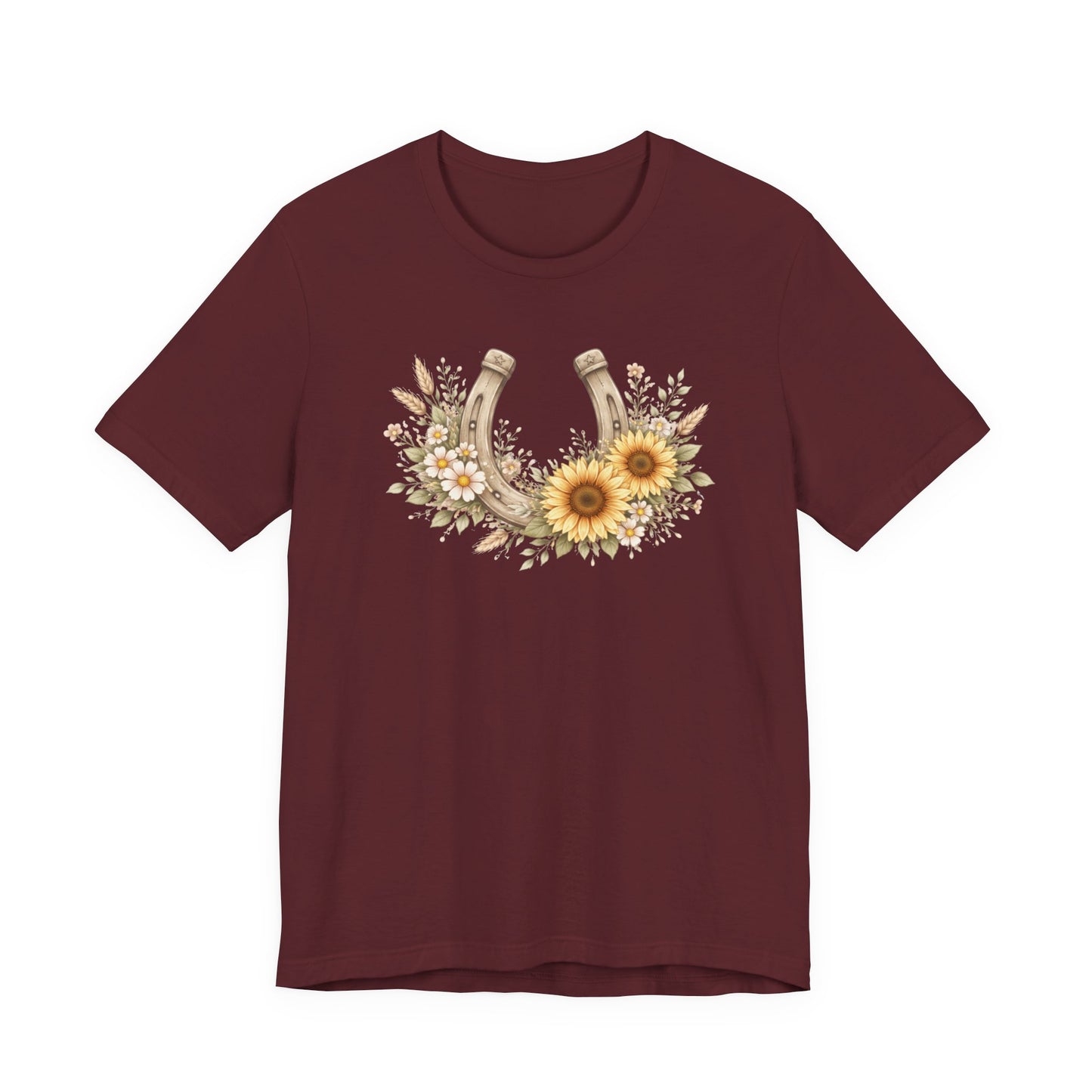 Sunflower Horseshoe T-Shirt — Rustic Floral Lucky Tee