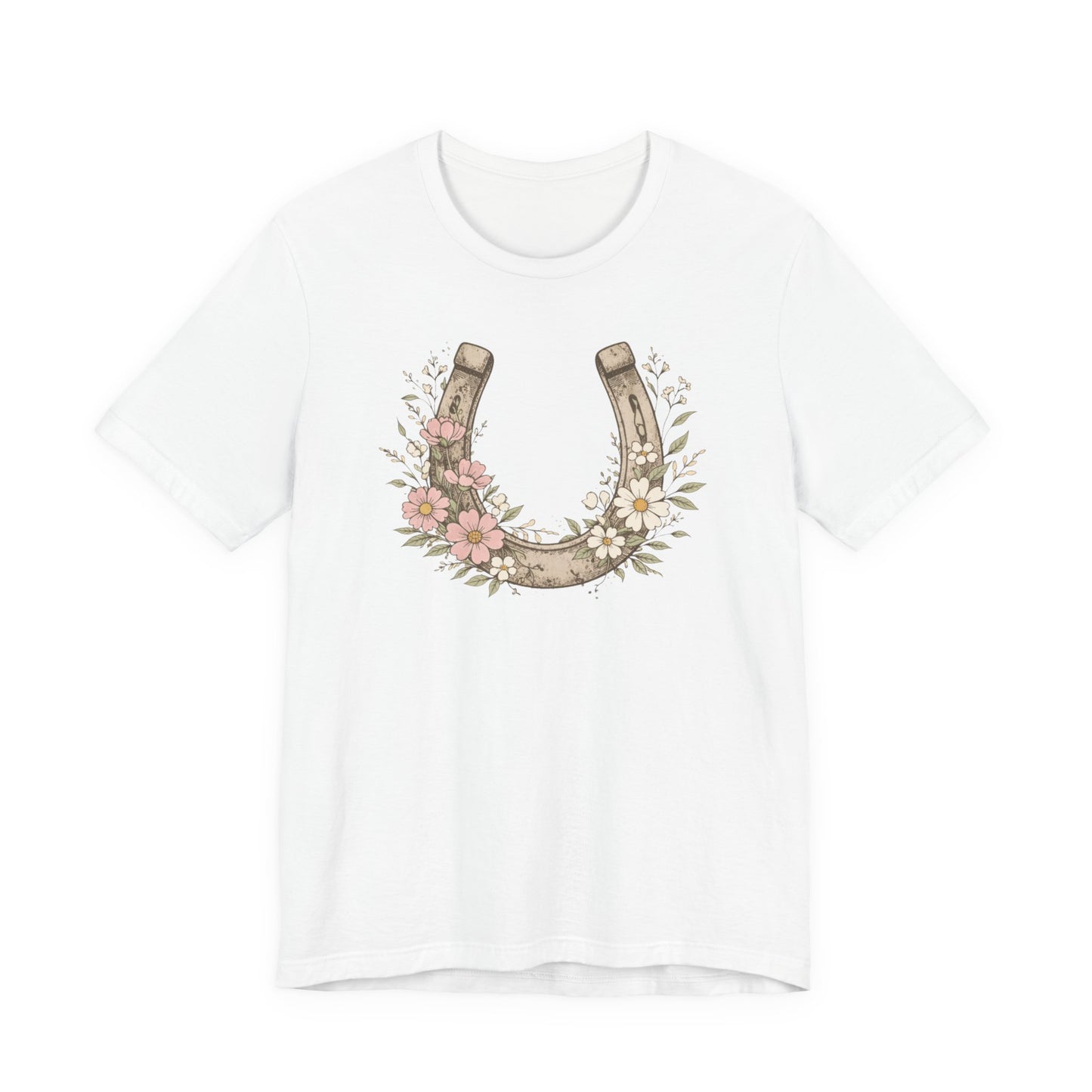 Floral Horseshoe T‑Shirt — Vintage Lucky Charm Tee