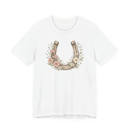 Floral Horseshoe T‑Shirt — Vintage Lucky Charm Tee