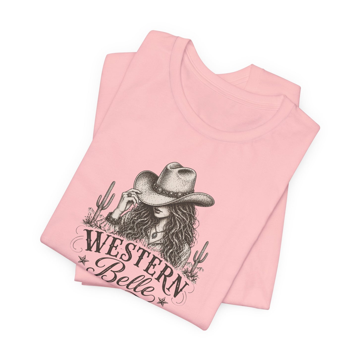 Western Belle T-Shirt — Cowgirl Hat & Cactus Vintage Graphic Tee
