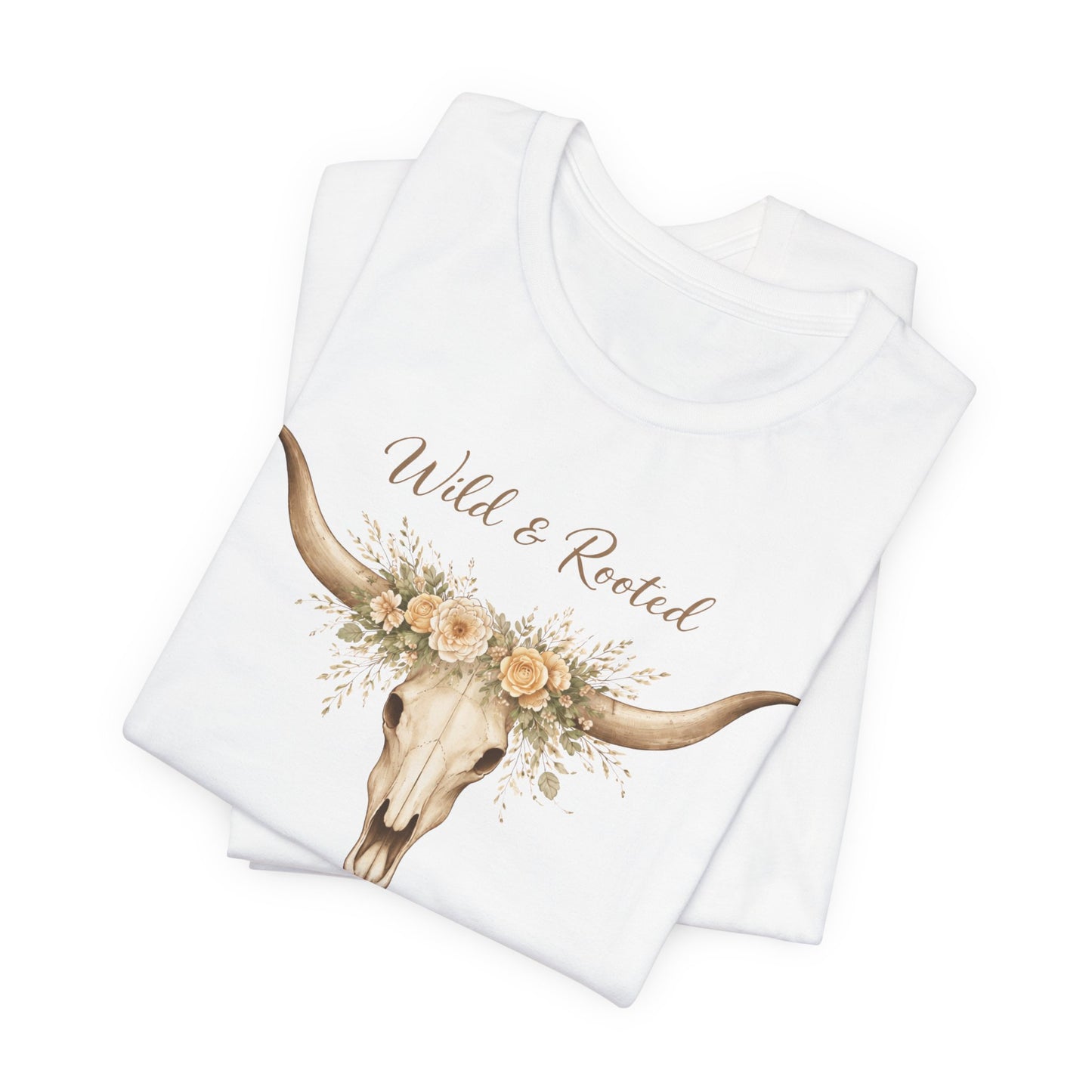Boho Western Floral Longhorn Graphic T-Shirt