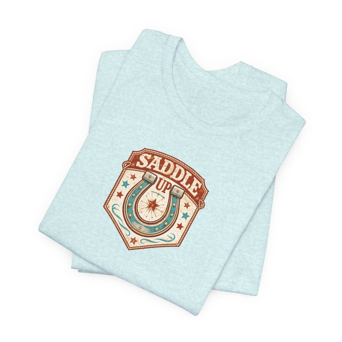Saddle Up Vintage Western T-Shirt — Horseshoe Rodeo Tee