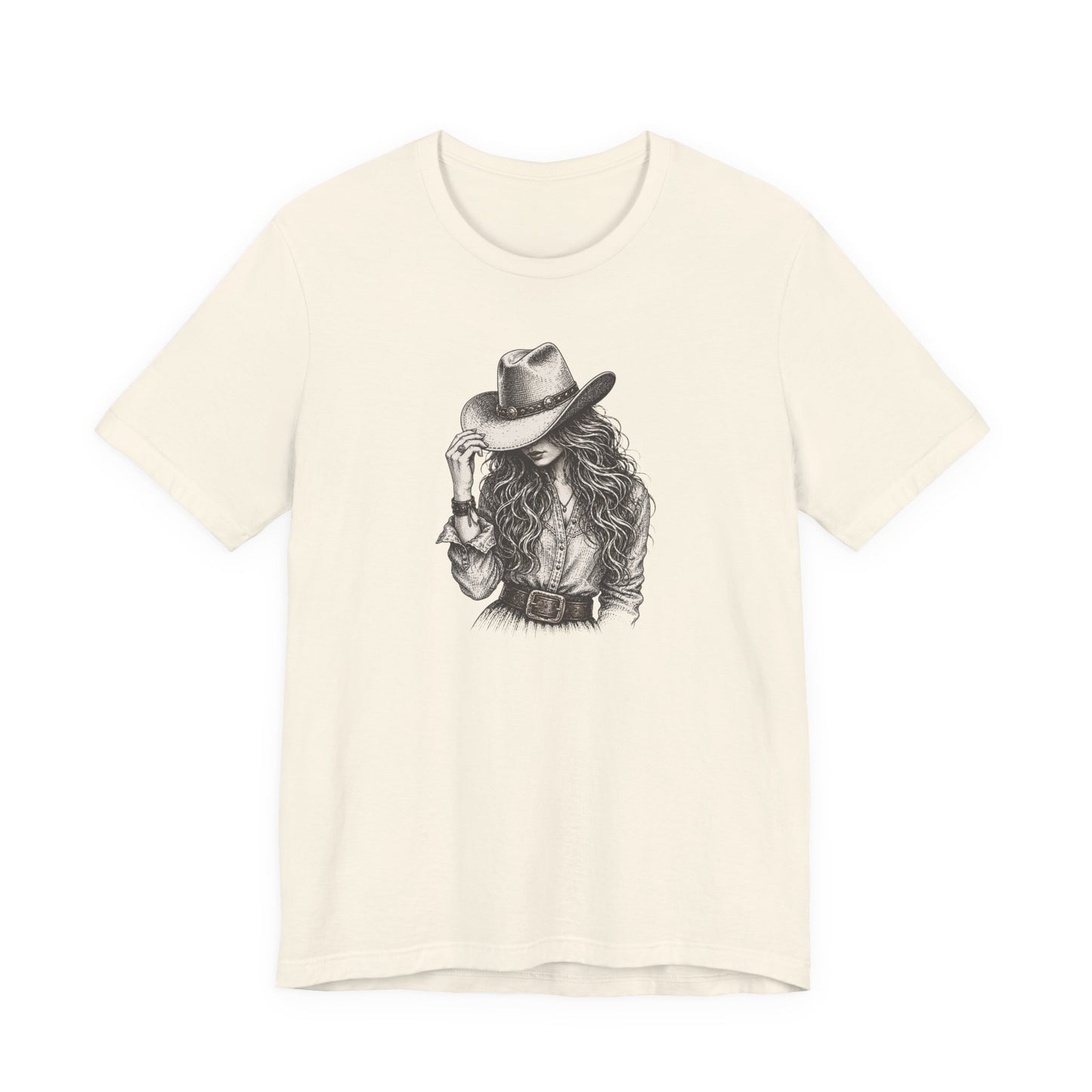 Cowgirl Sketch T‑Shirt — Hand‑Drawn Western Hat Graphic Tee
