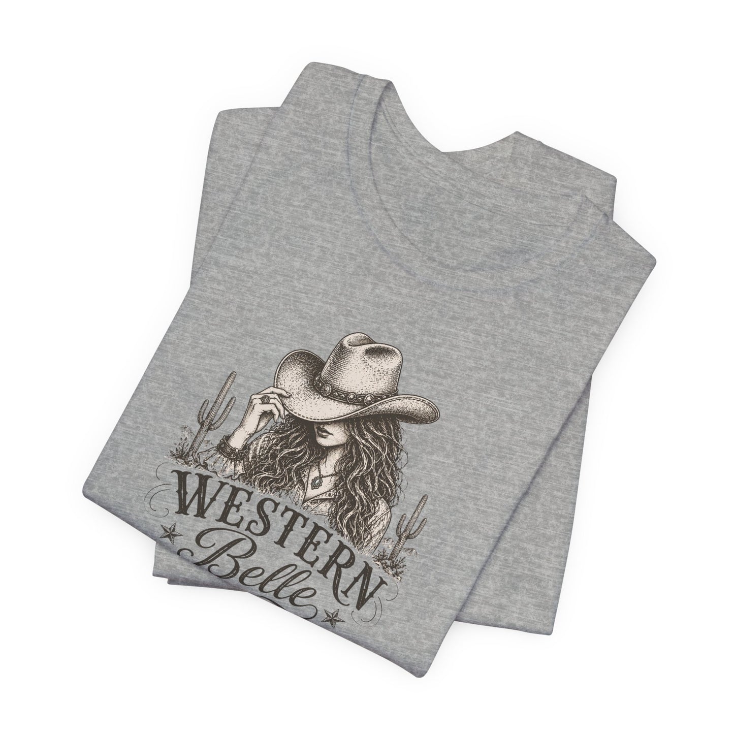 Western Belle T-Shirt — Cowgirl Hat & Cactus Vintage Graphic Tee